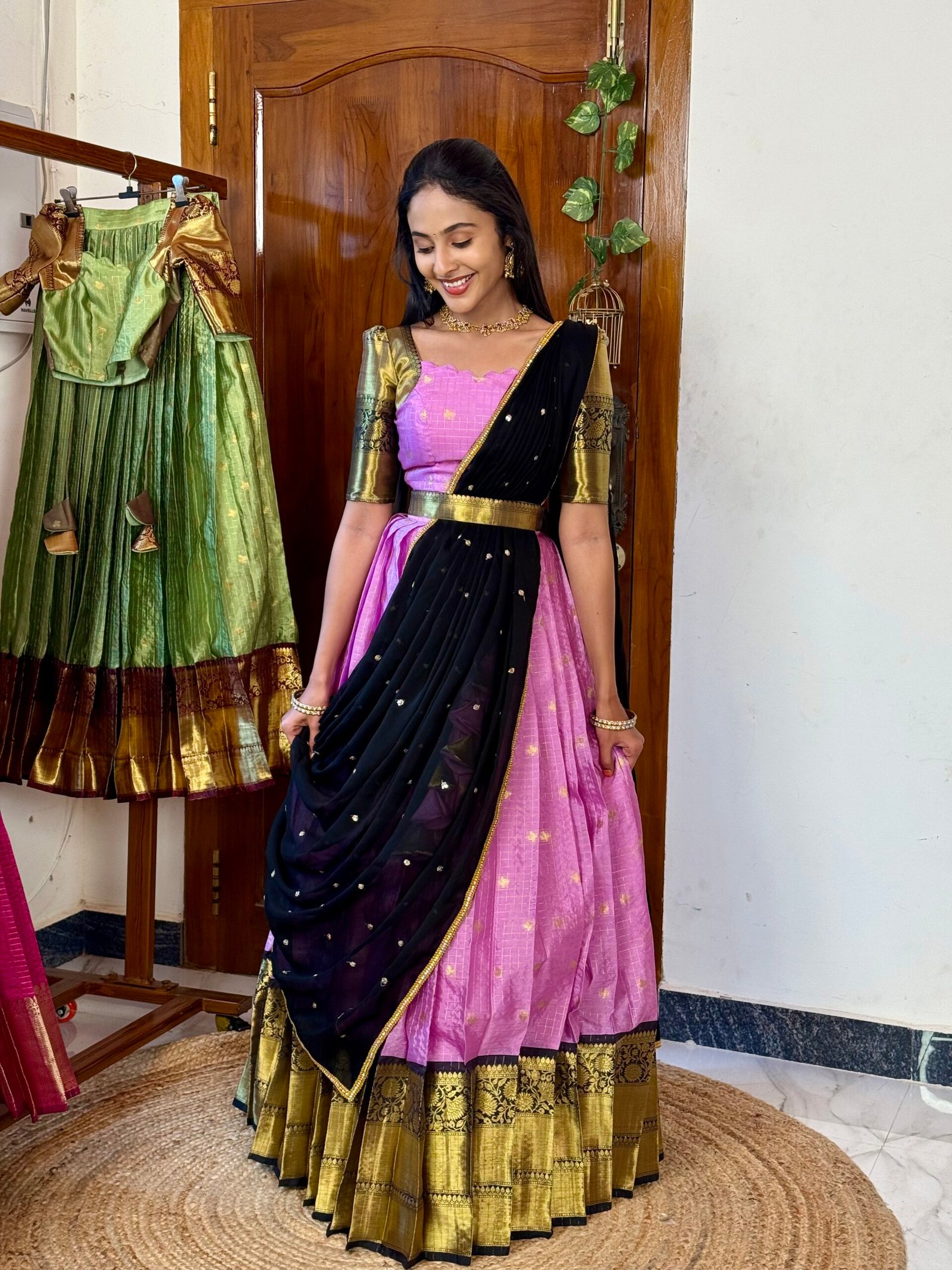 Kanmani Lavender and black lehenga SC027