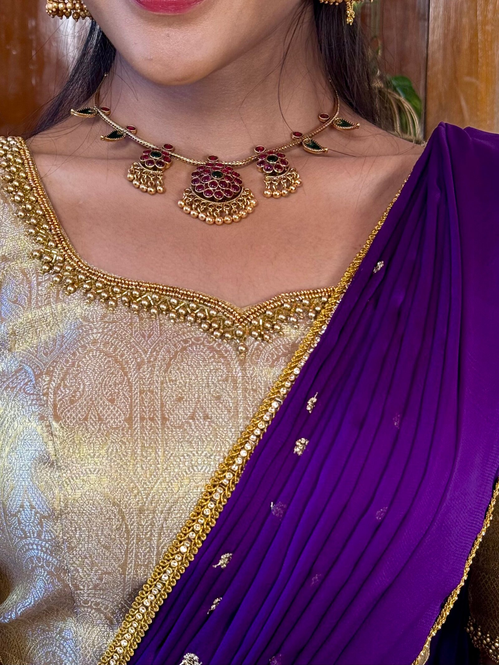 Madhuram off white and purple hand worked lehenga set - SC057 - Image 2