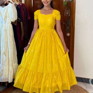 Tulip yellow mul chanderi summer wear SC054