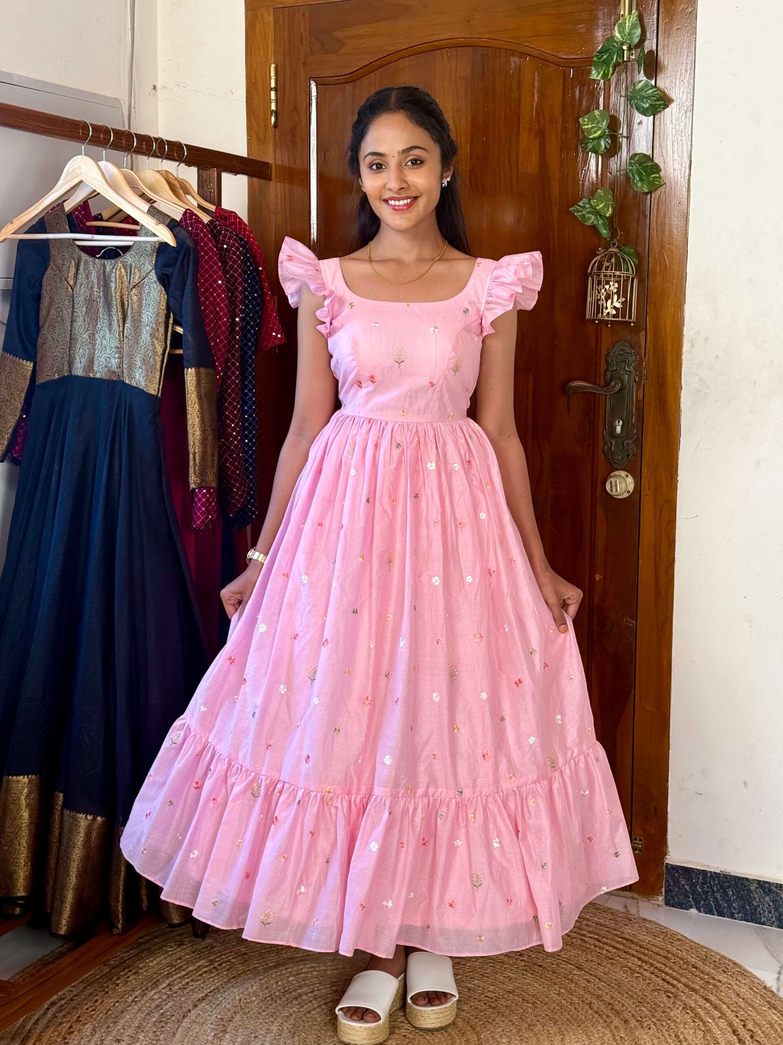 Tulip pink mul chanderi summer wear SC056