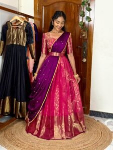 Rani pink DIVINE lehenga with hand aari work SC099