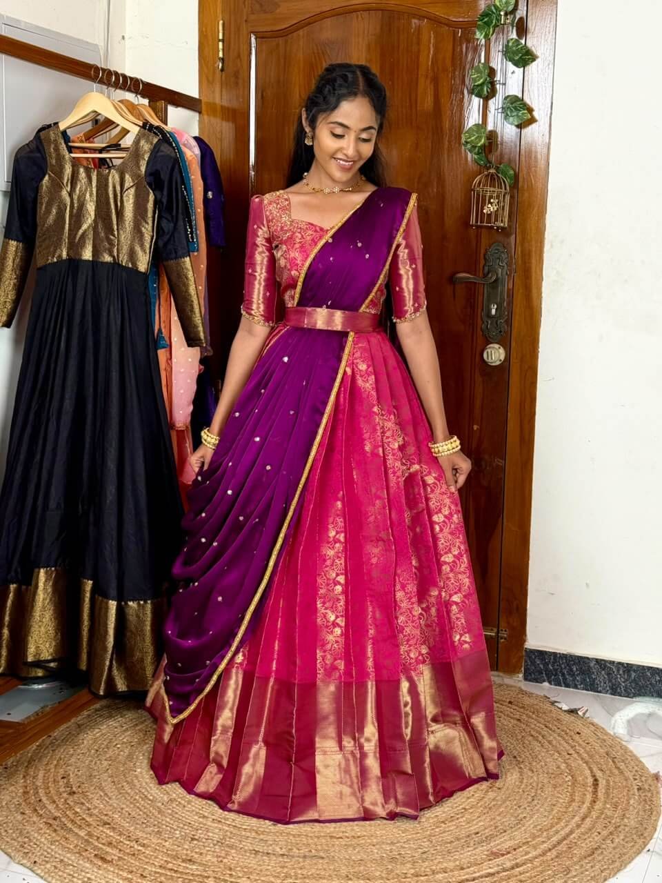 Rani pink DIVINE lehenga with hand aari work SC099